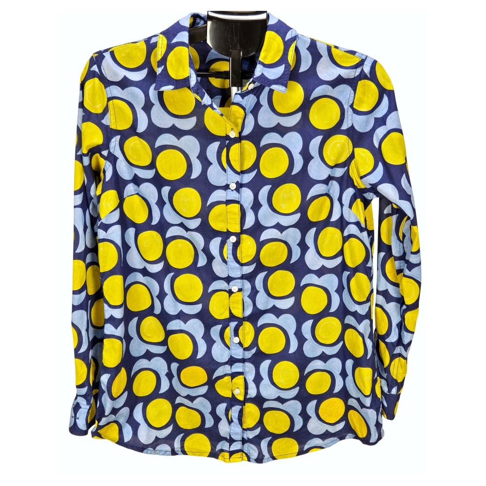 Women's J.McLaughlin Medium Cotton Button Down Mod Floral Print Shirt Pop Art